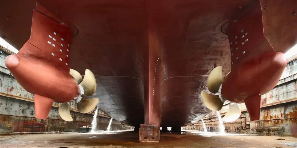 Propellers at aft of cruise ship might be heard on deck 1