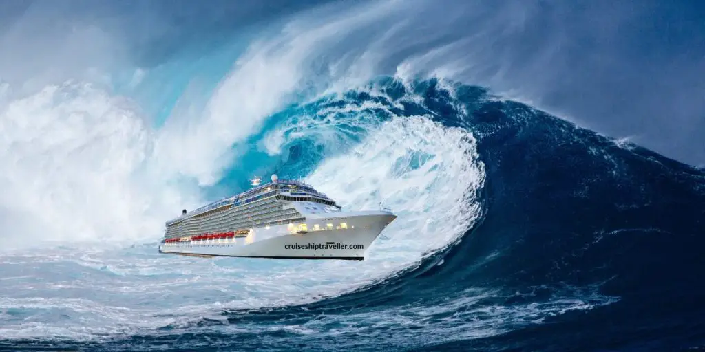 Cruise ship and rogue wave