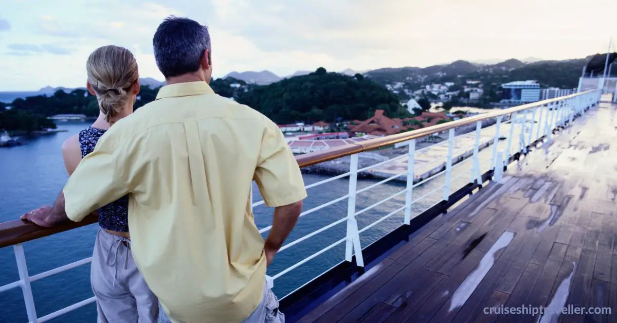 Looking at view over railings
