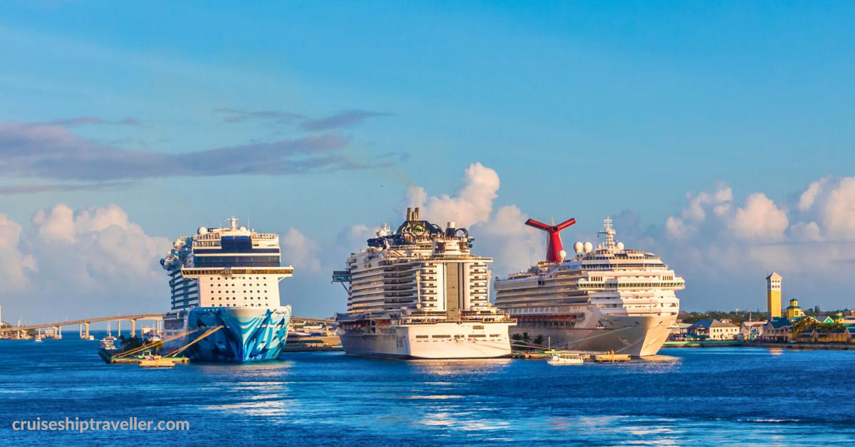 Three Cruise Ships docked in Nassau Bahamas