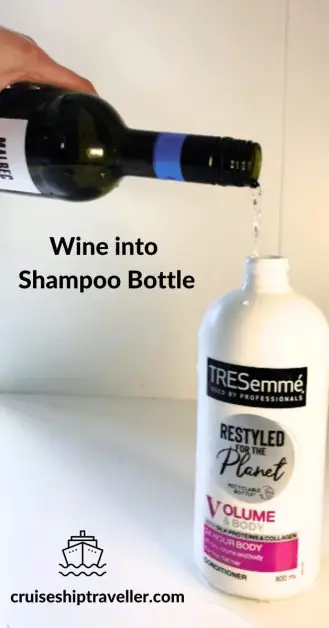 Wine into fake shampoo Bottles for cruise