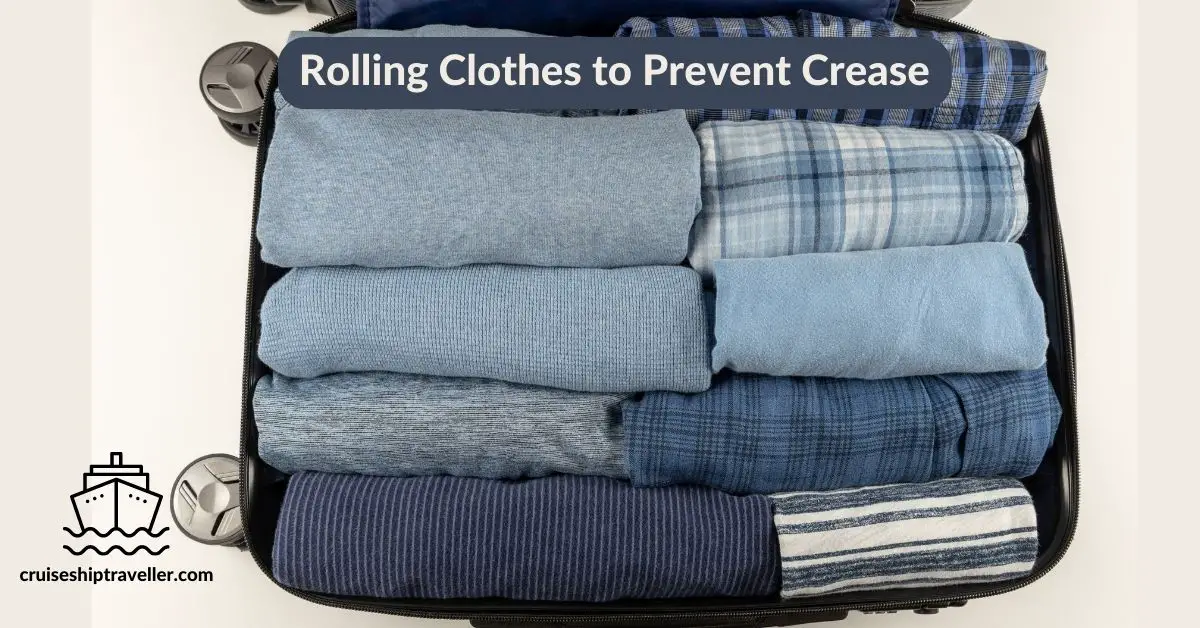 Rolling clothes to prevent creases in your luggage