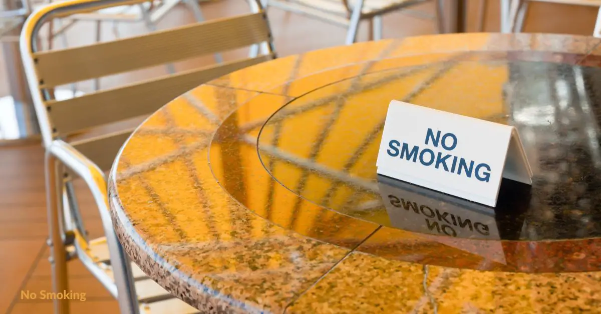 No smoking sign on table