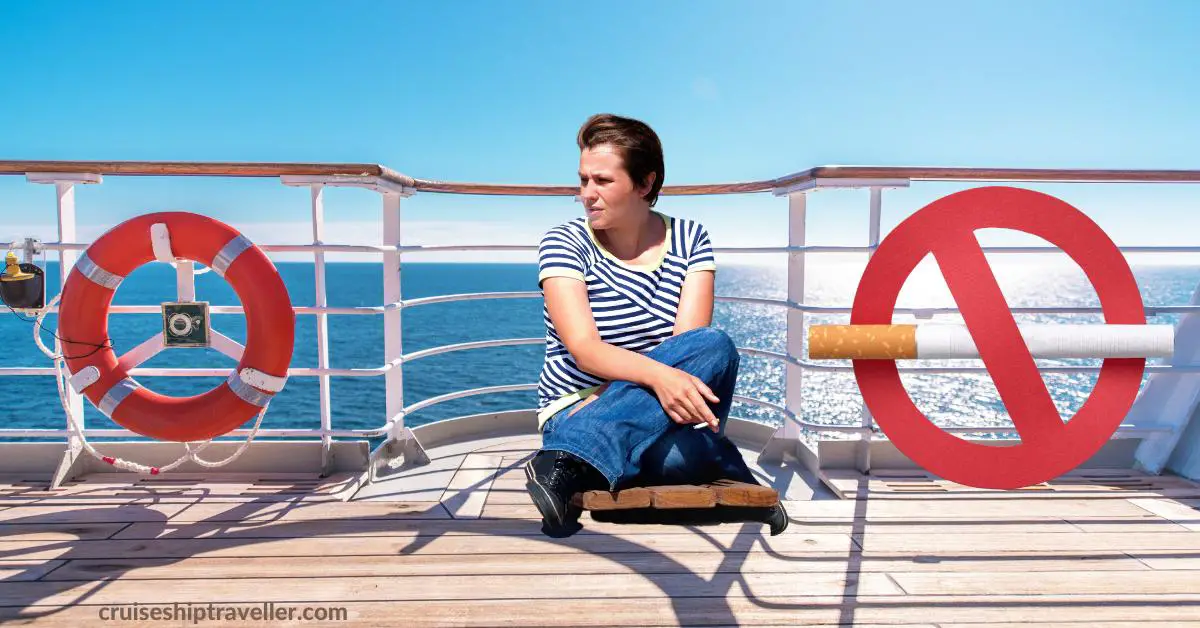 woman smoking on cruise deck