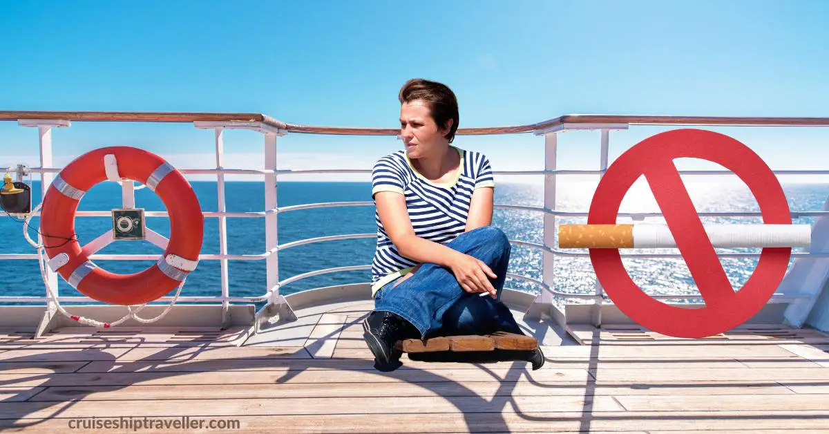 Woman smoking on deck